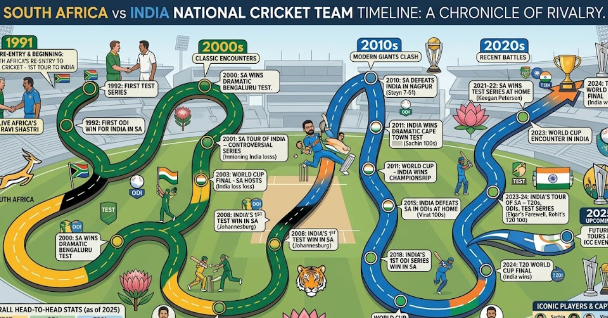 South Africa vs India Cricket Timeline Guide