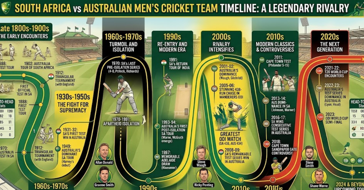 South Africa vs Australia Cricket Timeline