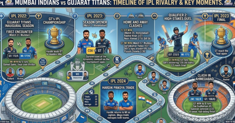 Mumbai Indians vs Gujarat Titans Timeline