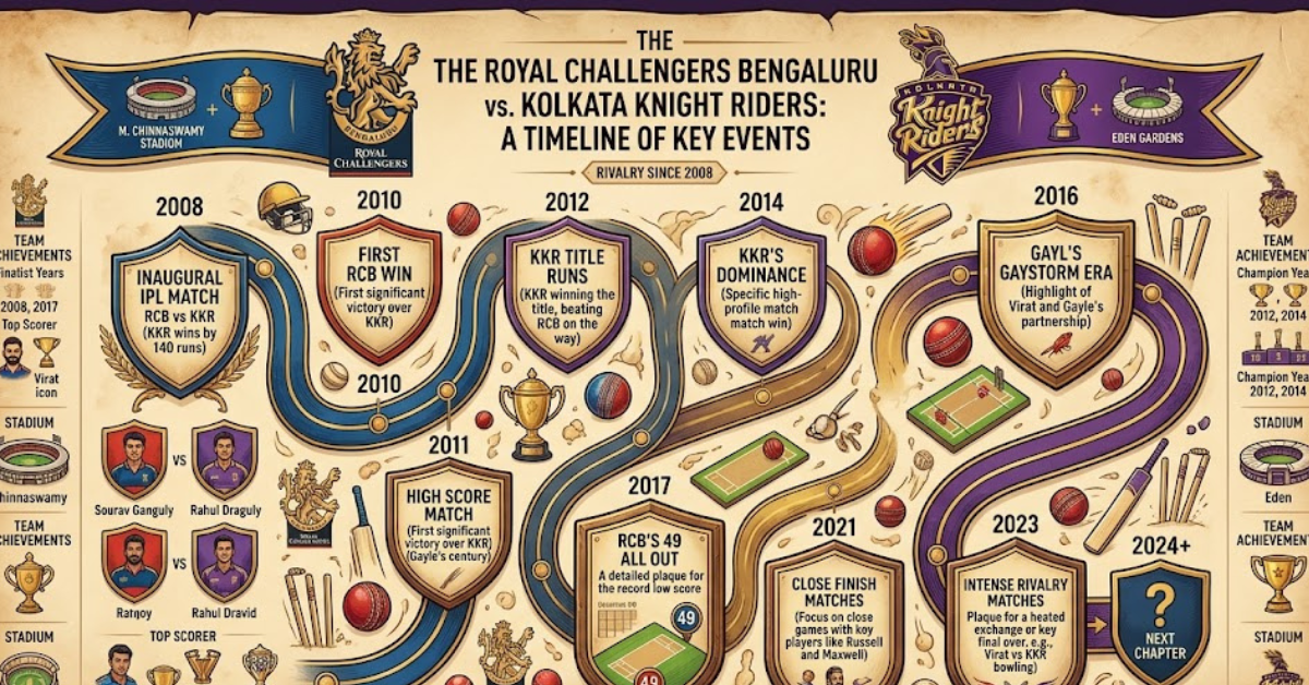 RCB vs KKR Timeline: Complete IPL Rivalry History