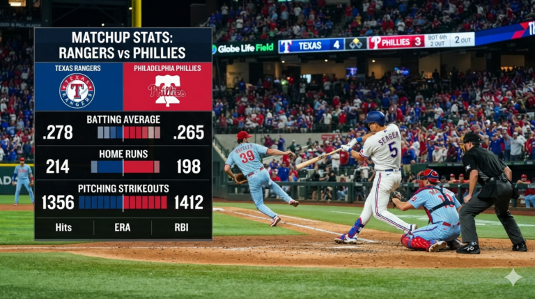 Texas Rangers vs Phillies Match Player Stats